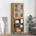 vidaXL Highboard Remeselný dub 69,5 x 34 x 180 cm Kompozitné drevo