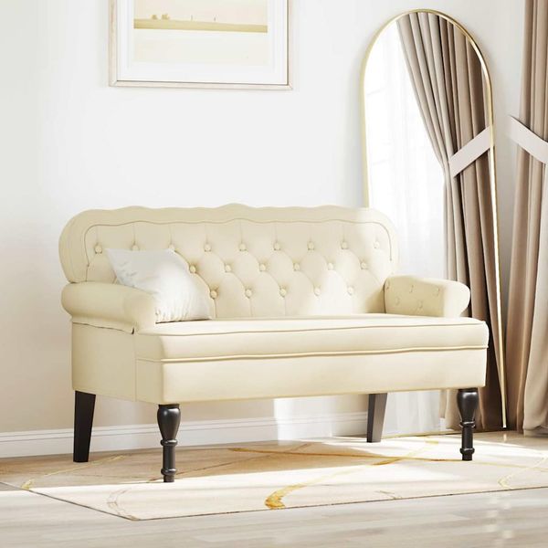 vidaXL Chesterfield lavica Krémová 119,5 x 64,5 x 75 cm Umelá koža