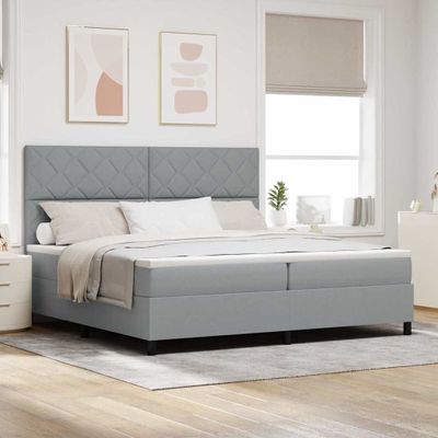 vidaXL Posteľ s pružinovým rámom Svetlosivá 200 x 200 cm látka