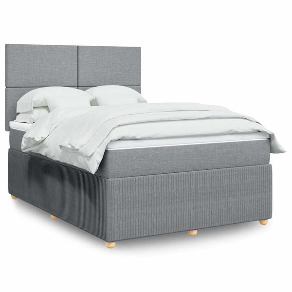 vidaXL Boxspring posteľ s matracom bledosivá 140x200 cm látka