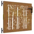 vidaXL Záhradná brána 85x75 cm, corten oceľ, bambusový dizajn