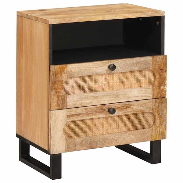 vidaXL Nočný stolík Prírodná 50 x 33 x 62 cm Masívne mango drevo