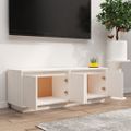 vidaXL TV skrinka biela 110x34x40 cm masívna borovica