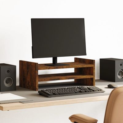 vidaXL Stojan na monitor dymový dub 50x27x20 cm kompozitné drevo