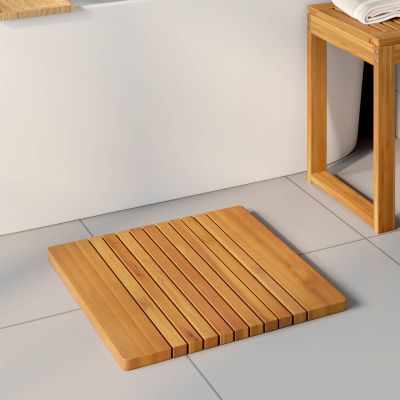vidaXL Kúpeľňová predložka Hnedá 52 x 50 cm Pevné akáciové drevo