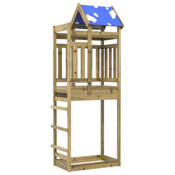vidaXL Herná veža Hnedá 85 x 52,5 x 239 cm Masívne impregnované drevo