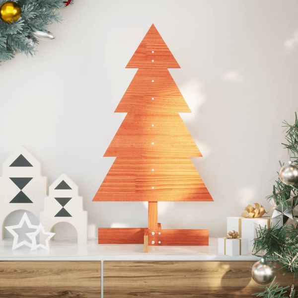 vidaXL Drevený vianočný stromček voskovohnedý 80 cm masívna borovica