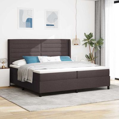 vidaXL Posteľ s pružinovým rámom Tmavohnedá 200 x 200 cm látka