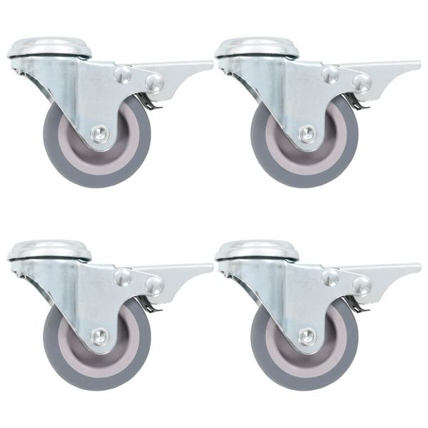 vidaXL Otočné kolieska s otvorom na skrutku dvojitá brzda 4 ks 50 mm