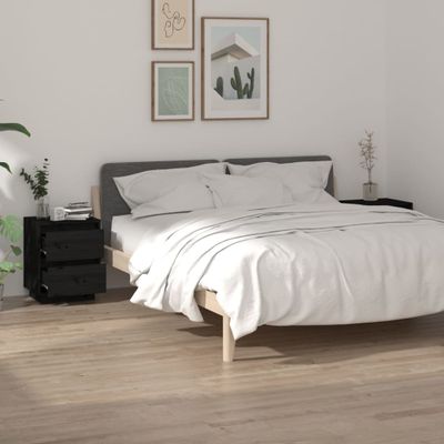 vidaXL Nočné stolíky 2 ks čierne 40x35x50 cm masívne borovicové drevo