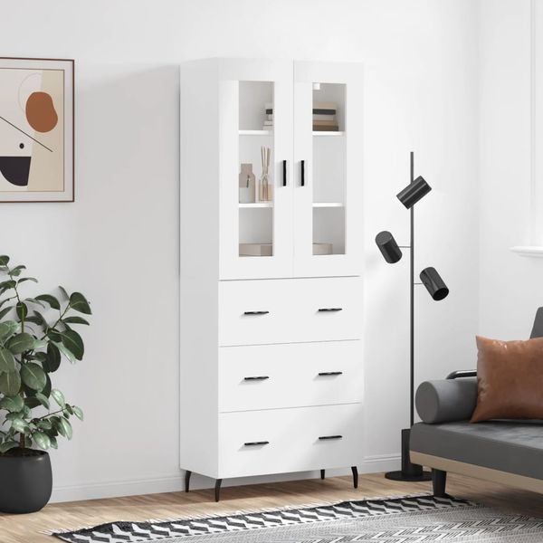 vidaXL Vysoká skrinka lesklá biela 69,5x34x180 cm spracované drevo
