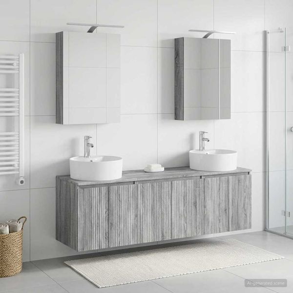 vidaXL Set kabinetov do kúpeľne 5 pcs Sivý Sonoma Kompozitné drevo