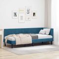 vidaXL Rohový rám postele s čelnou doskou Modrá 80 cm x 200 cm Zamat