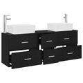 vidaXL Set kabinetov do kúpeľne 3 ks Čierna 53 x 34,5 x 63 cm