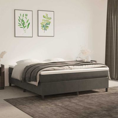 vidaXL Posteľný rám boxspring s matracom tmavosivý 160x200 cm zamat