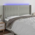 vidaXL Čelo postele s LED bledosivé 163x16x118/128 cm látka