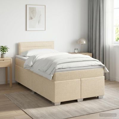 vidaXL Posteľ boxspring s matracom Krémová 120 x 200 cm Látka