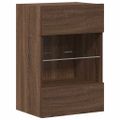vidaXL Nástenné skrinky s LED osvetlením pre TV 2 ks hnedý dub 40x30x60,5cm