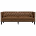 vidaXL 3-miestna pohovka Chesterfield s hnedé umelá semišová koža
