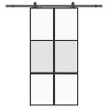 vidaXL Posuvné dvere s kovaním čierne 102,5x205 cm tvrdené sklo