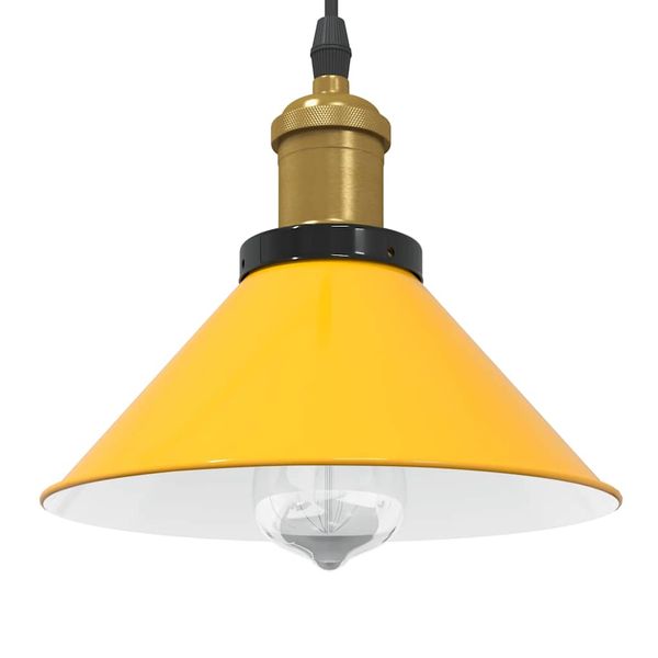 VidaXL Závesná lampa výškovo nastaviteľná E27 lesk žltá Ø 22 cm kov