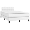 vidaXL Boxspring posteľ s matracom a LED biela 120x200 cm umelá koža