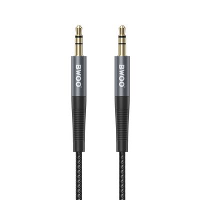 Kábel BWOO AUX 3,5mm - 3,5mm opletený nylon + hliníková zliatina BO-AUX064 čierny