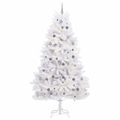 vidaXL Umelý Sklápací Vianočný Stromček LED Biela 128 x 128 x 270 cm