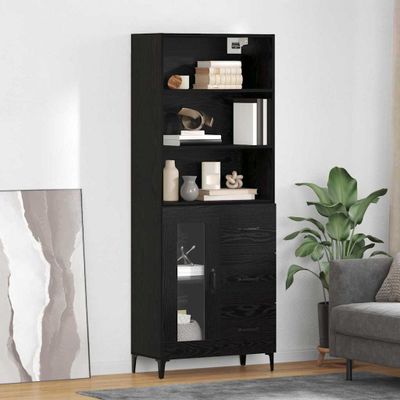 vidaXL Highboard Čierny dub 69,5 x 34 x 180 cm Kompozitné drevo