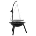 vidaXL Ohnisko s nastaviteľným grilom ⌀55,5 x 107,5 cm Oceľ Čierna