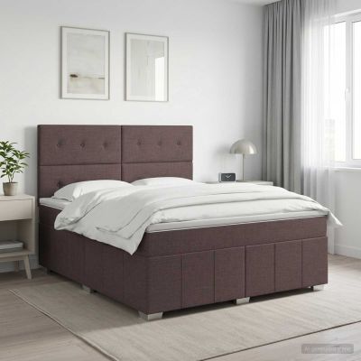 vidaXL Posteľ boxspring s matracom Tmavohnedá 140 x 200 cm Látka