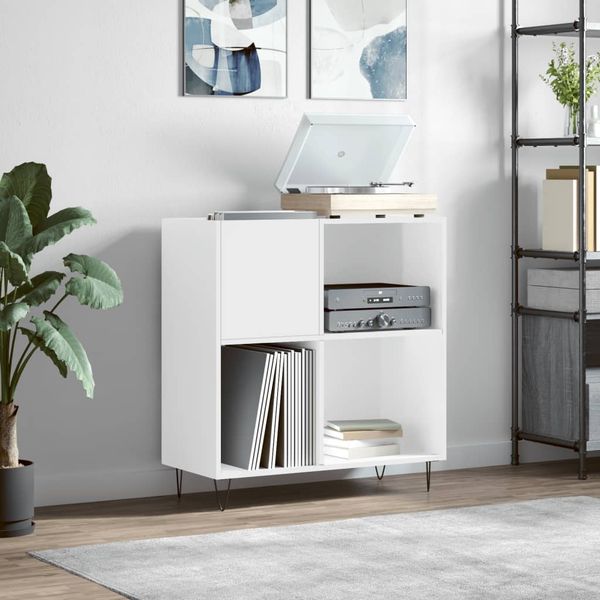 vidaXL Skrinka na platne lesklá biela 84,5x38x89 cm kompozitné drevo