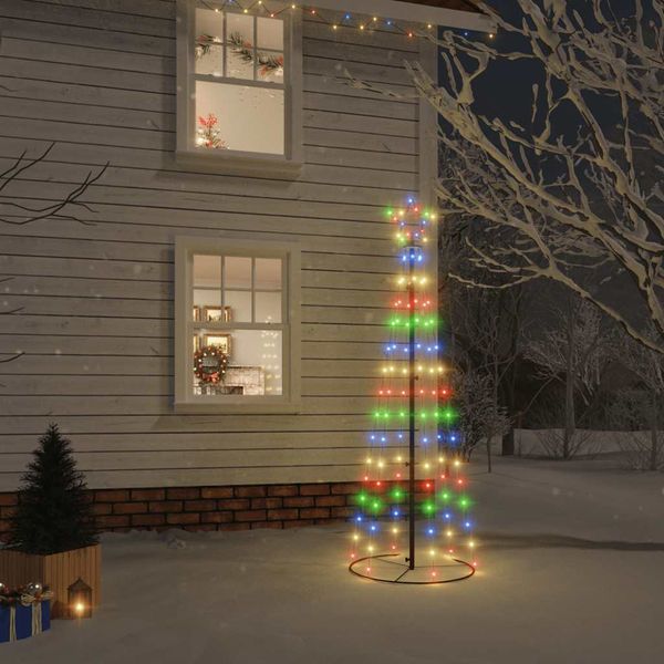 vidaXL Vianočný stromček, kužeľ 108 LED, farebné svetlo 70x180 cm
