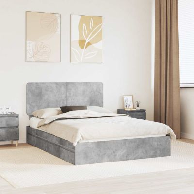 vidaXL Úložná posteľ Betónová šedá 150 x 200 cm Kompozitné drevo