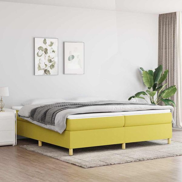 vidaXL Posteľný rám s boxspringom zelená 200x200 cm látka