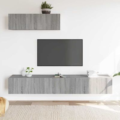 vidaXL 3-dielna sada TV skriniek sivý dub sonoma spracované drevo