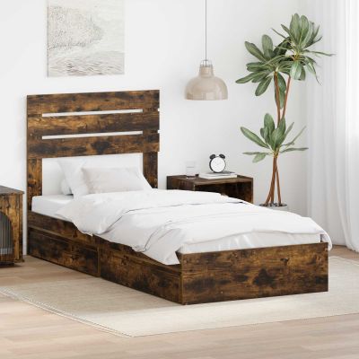vidaXL Úložná posteľ Dymová dub 75 x 190 cm Kompozitné drevo