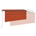 vidaXL Automatická markíza tienidlo&LED&senzor vetra oranžovo-hnedá