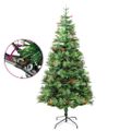 vidaXL Osvetlený vianočný stromček so šiškami, zelený 195 cm, PVC a PE
