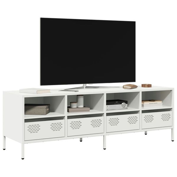 vidaXL TV skrinka biela 135x39x43,5 cm oceľ valcovaná za studena