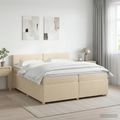vidaXL Posteľ boxspring s matracom Krémová 200 x 200 cm Látka