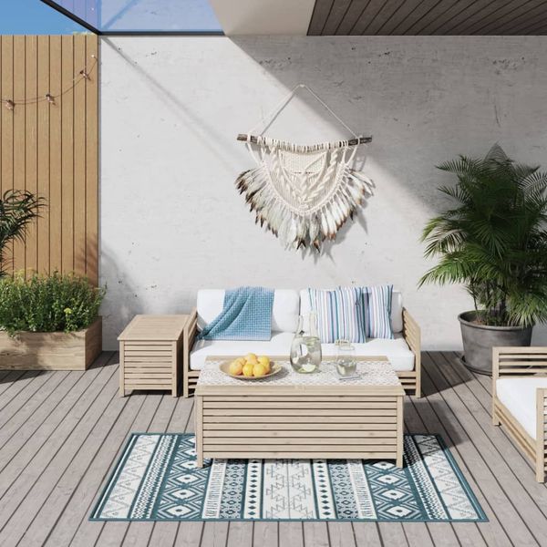 vidaXL Vonkajší koberec aqua a biely 80x150 cm obojstranný dizajn