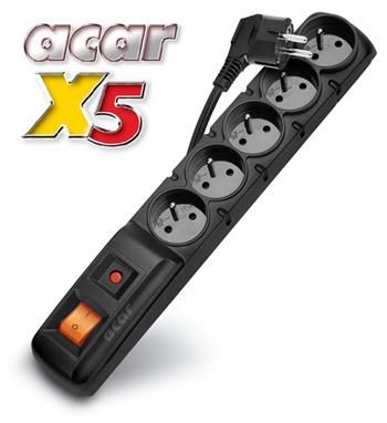 Rozvodný panel ACAR X5/3m 5x220V čierny+prep.ochr.