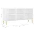 vidaXL TV stolík nohy z masívneho dreva lesklý biely 103,5x30x50 cm