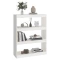 vidaXL Knižnica/deliaca stena biela 80x30x103,5 cm masívna borovica