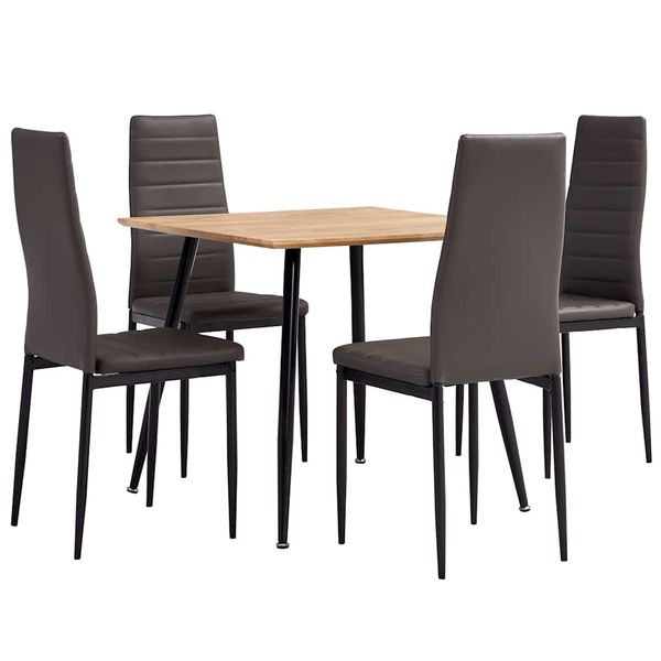 3053907 vidaXL 5 Piece Dining Set Faux Leather Grey(248299+282582)