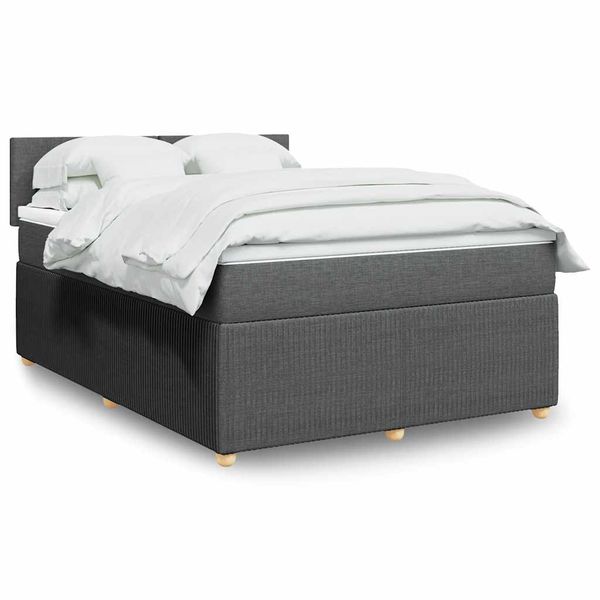 vidaXL Boxspring posteľ s matracom tmavosivá 140x190 cm látka