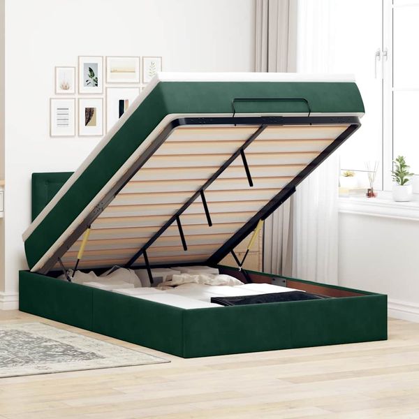 vidaXL Osmanská posteľ s matracom Tmavo zelená 120x200cm Zamat
