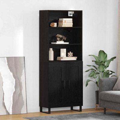 vidaXL Highboard so zásuvkou 2 pcs Čierny dub Kompozitné drevo