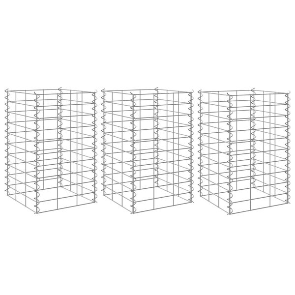 vidaXL Gabiónové vyvýšené záhony 3 ks 30x30x50 cm, železo